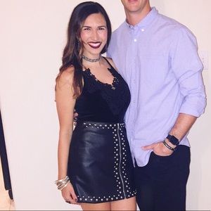 Pleather Skirt with Stud Details